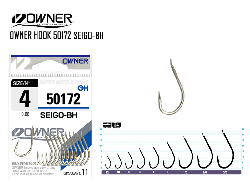 Owner 50172 Seigo-BH (Size:1/0, Qty: 8pcs)
